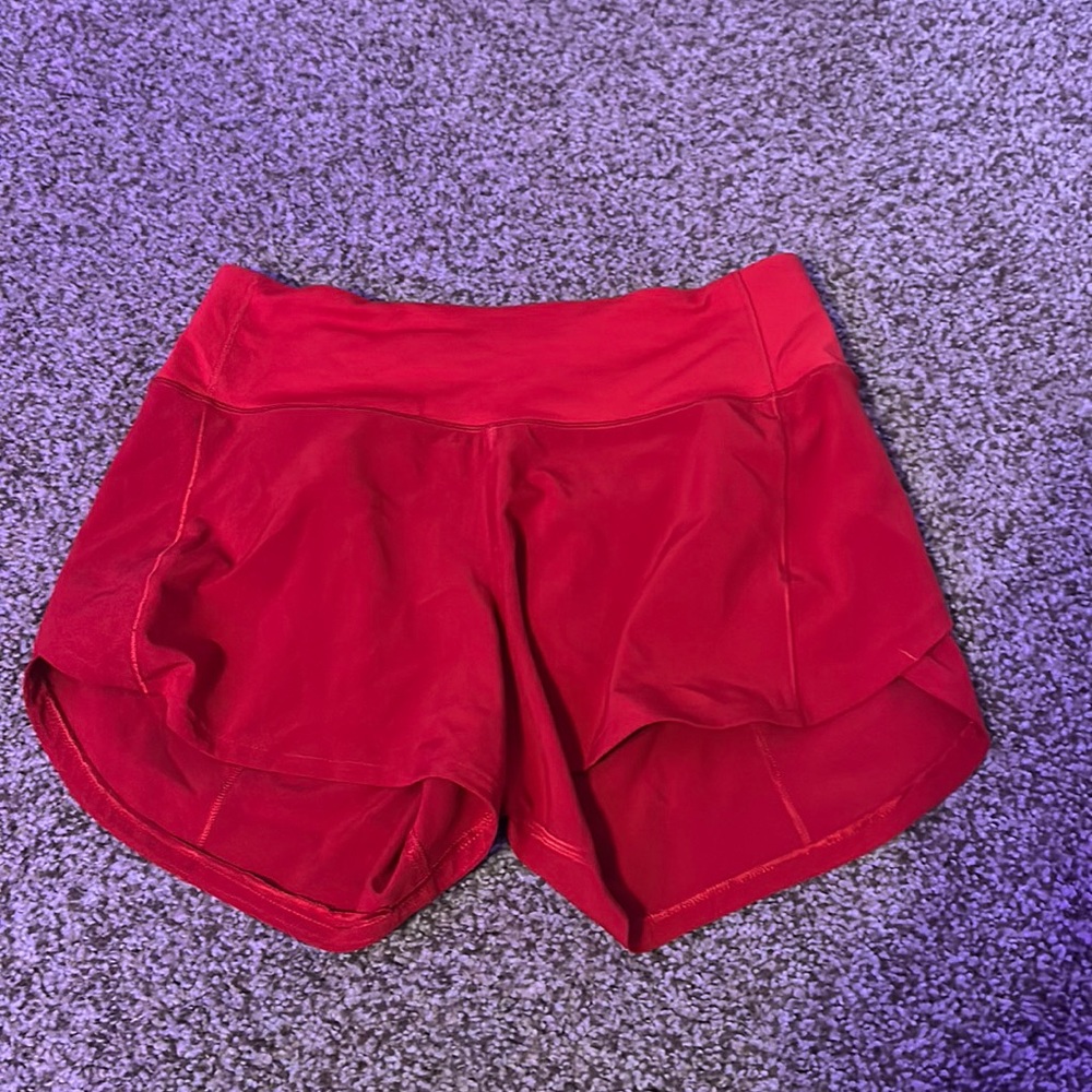 Red Lululemon shorts !liner cut out!